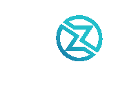 a blue and white logo with the letter z in the center