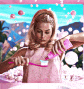Barbie Movie Brushing Teeth GIF