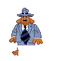 a pixel art drawing of a monster sitting on a table .