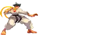 a pixel art of a man in a karate uniform with a black belt