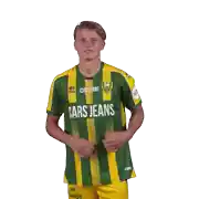 a man wearing a green and yellow jersey that says cars jeans on it