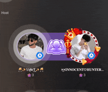 a screenshot of a video game showing two avatars one of which is named xxxinnocent hunter