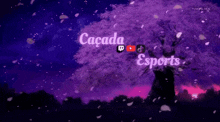 a purple background with the words caçada esports written on it