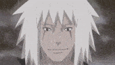 a close up of a cartoon character 's face with a tear coming out of his eye