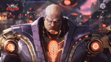 a video game called marvel future revolution shows a man in a purple suit and tie