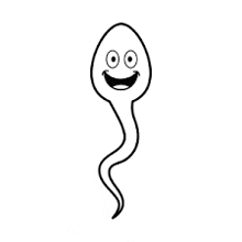 a cartoon sperm with a smile on its face .
