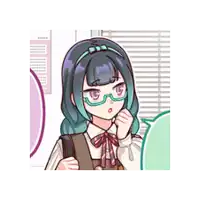 a cartoon drawing of a girl with glasses and a speech bubble .