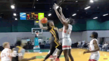 a basketball game is going on and the score is 18 to 5