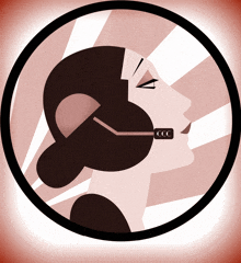 an illustration of a woman wearing a headset that says ccc on it