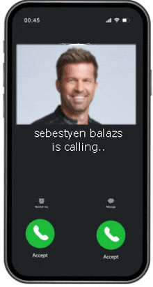 a cell phone with a picture of a man on the screen and the words sebestyen balazs is calling .