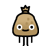 a cartoon illustration of a potato with a crown on top of it .