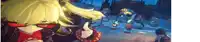 a cartoon character is standing in front of a crowd of people in a video game .