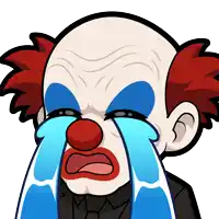 a cartoon drawing of a clown crying with tears coming out of his eyes