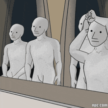 a cartoon of a group of people looking out a window with the website npc.com in the bottom right corner