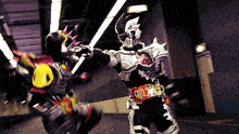 a cartoon character with a belt that says ' t ' on it is fighting another cartoon character