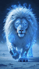 a white lion with blue lightning around it 's body