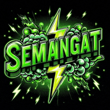 the word semangat that is surrounded by lightning bolts