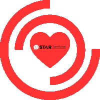 a red and white circle with a heart in the middle that says star tamilchat on it