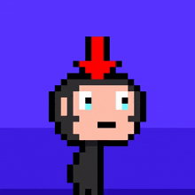 a pixel art of a monkey with a top hat crying in the ocean .