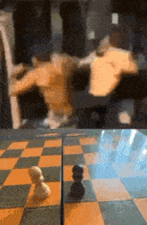 a chess board with a pawn and a pawn on it