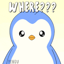 a cartoon penguin with the words where written on it