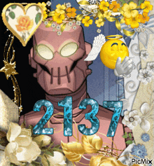 a picture of a robot with a smiley face and the number 237