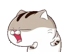 a cartoon cat with its mouth open and its tongue sticking out