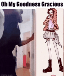 a cartoon of a girl with the words oh my goodness gracious on the bottom