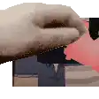 a pixelated image of a person holding a gun .