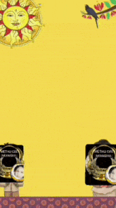 a yellow background with a purple border and the number 14 on it