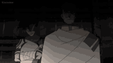 a man in a white cape is standing next to another man with bandages on his hands