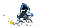 a pixel art of a person with the words the pink written below them