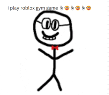 a drawing of a stick figure with glasses and a red bow tie