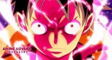 a close up of a person 's face with the words anime lovers on the bottom right .