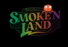 a logo for land rover smokeland with a cartoon character