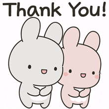 pink gray rabbit friends thank you