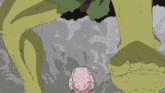 a cartoon drawing of a person 's legs with a pink ball in the middle