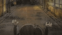 a drawing of a street with a sign that says watch it pal on it