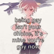 being gay is n't your choice , it 's mine you 're gay now