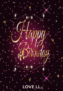 a purple and gold birthday card with the words happy birthday