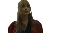 a woman is asking what is that while wearing a red robe
