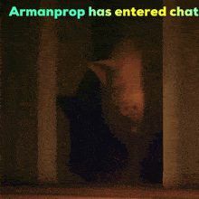 a picture of a pig with the words armanprop has entered chat below it