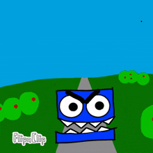 a cartoon drawing of a monster with a flipa clip watermark