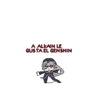 a pixel art of a girl with the words a alkain le gusta el genshin written above her