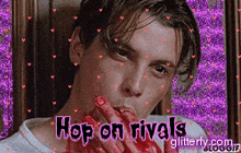 a man with blood on his face and the words hop on rivals glitterfy.com