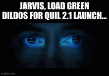 a picture of a man with the words jarvis load green dildos for quil 2.1 launch on it