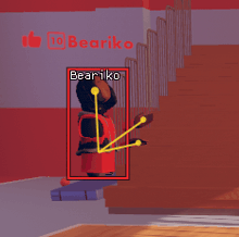 a video game character named beariko is standing in front of stairs
