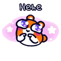 a drawing of a hamster with glasses and the word " hehe " above it