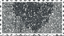 a black and white photo of a stamp with a heart in the middle of it .