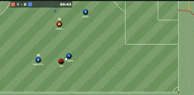 a screen capture of a soccer game with the words red scores